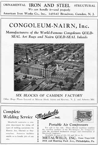 Business advertisements from the 1928 Centennial Mirror of Camden, N.J.