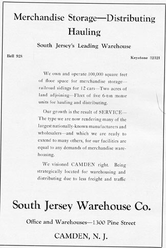 Business advertisements from the 1928 Centennial Mirror of Camden, N.J.
