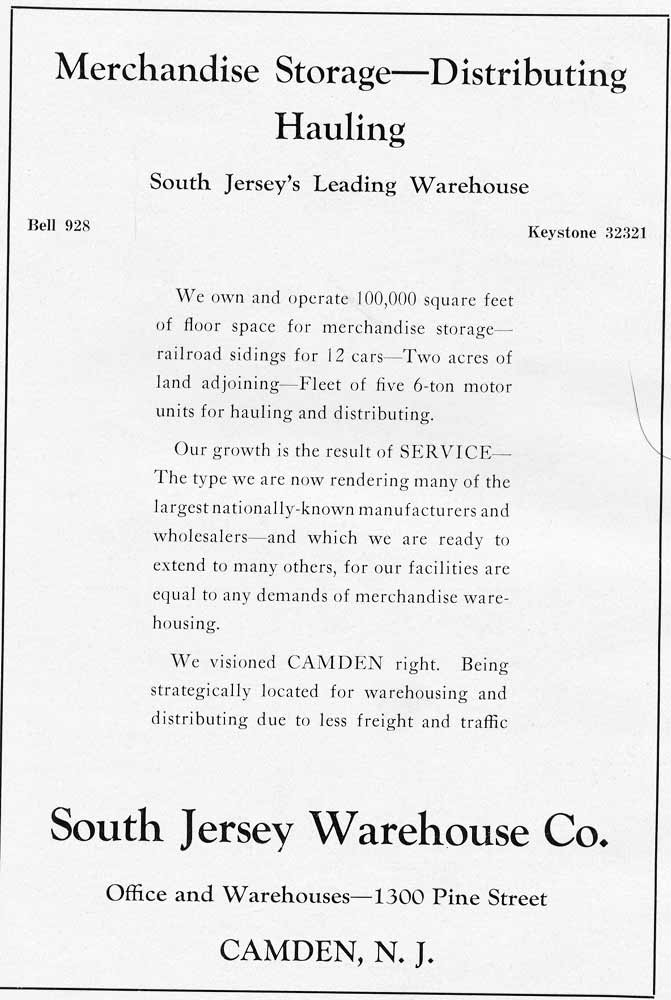 South Jersey Warehouse Co. advertisement
