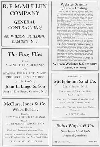 Business advertisements from the 1928 Centennial Mirror of Camden, N.J.
