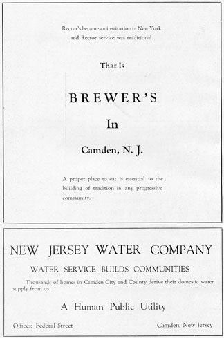 Business advertisements from the 1928 Centennial Mirror of Camden, N.J.