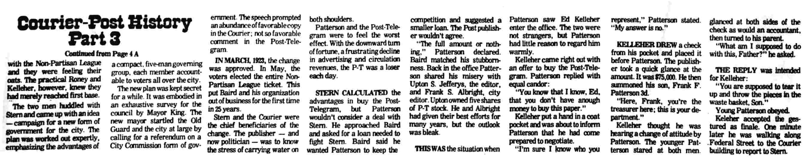 History of the Courier-Post — Part 3, continued, Camden Courier-Post, October 7, 1975