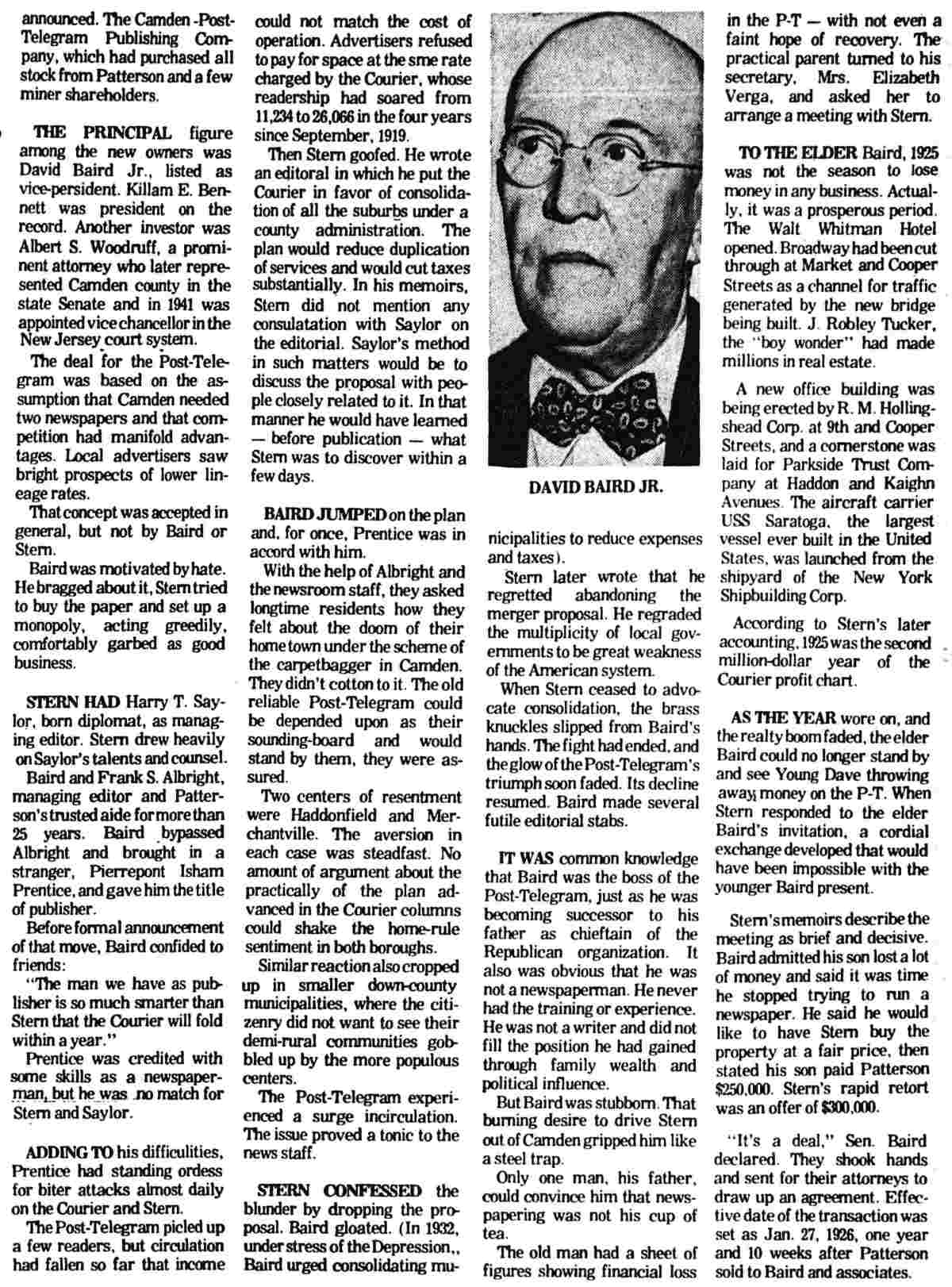 History of the Courier-Post — Part 4, continued, Camden Courier-Post, October 7, 1975