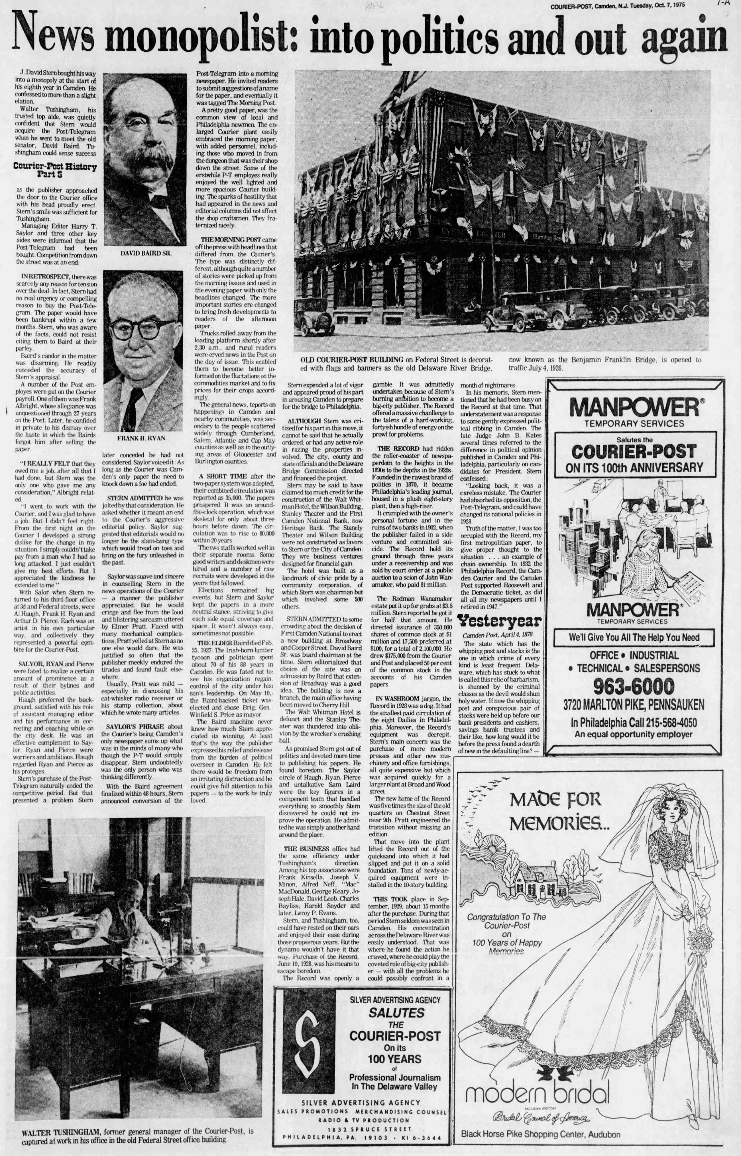 History of the Courier-Post — Part 5, Camden Courier-Post, October 7, 1975