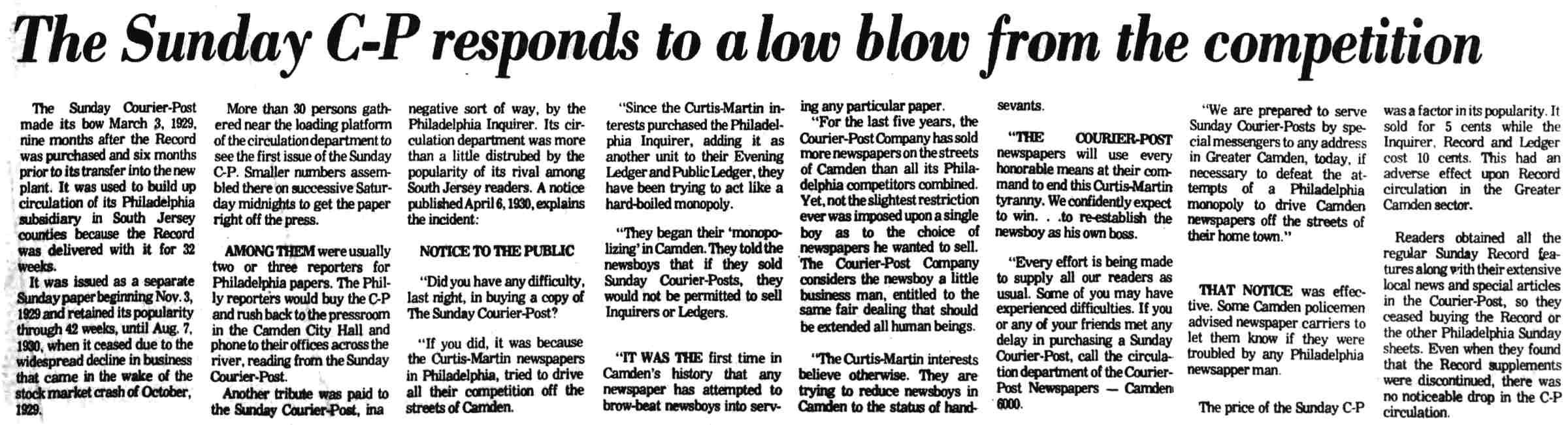 History of the Courier-Post — Part 6, continued, Camden Courier-Post, October 7, 1975