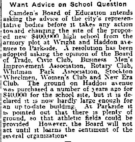 Philadelphia Inquirer, April 28, 1915 — Want Advice on School Question