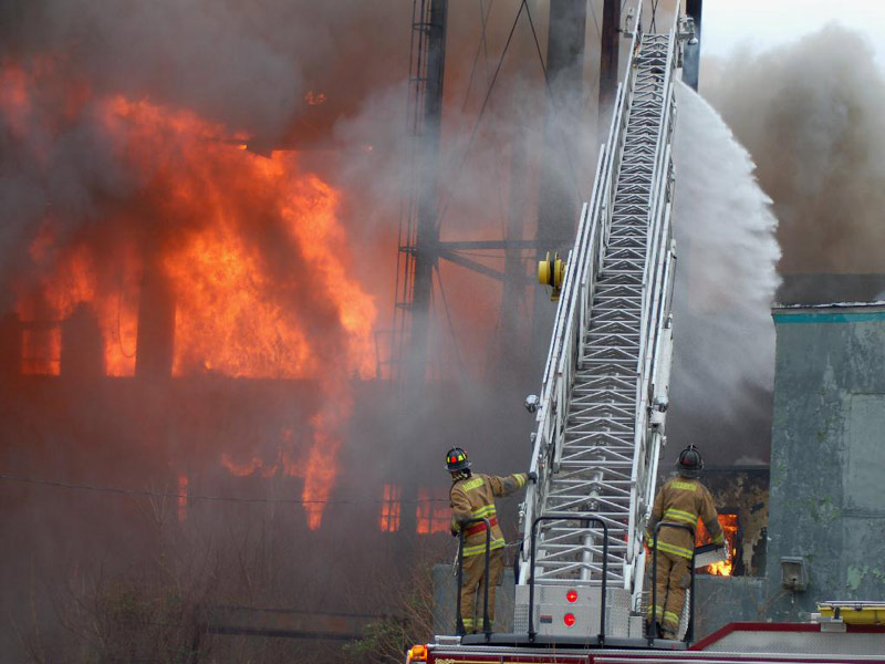 Three-alarm fire at the old Haddon Bindery, Camden, April 6, 2008