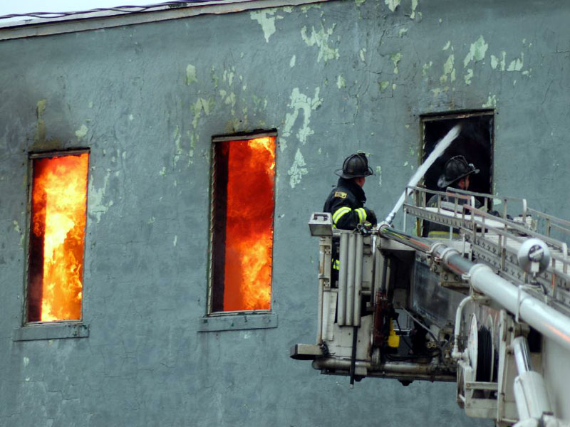Three-alarm fire at the old Haddon Bindery, Camden, April 6, 2008