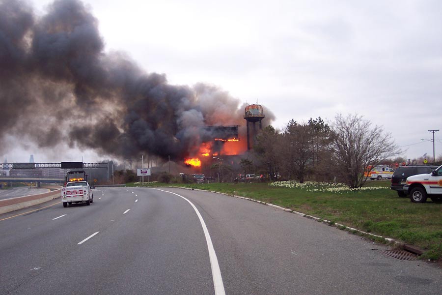 Three-alarm fire at the old Haddon Bindery, Camden, April 6, 2008