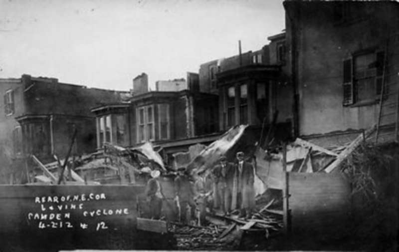 Rear of the northeast corner of 2nd and Vine Street after the cyclone, April 2, 1912