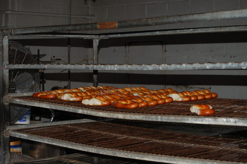 Fresh pretzels right out of the oven — A & A Soft Pretzel Baking Company, Camden, NJ