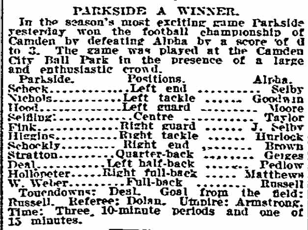 Parkside A Winner — Philadelphia Inquirer, November 22, 1914