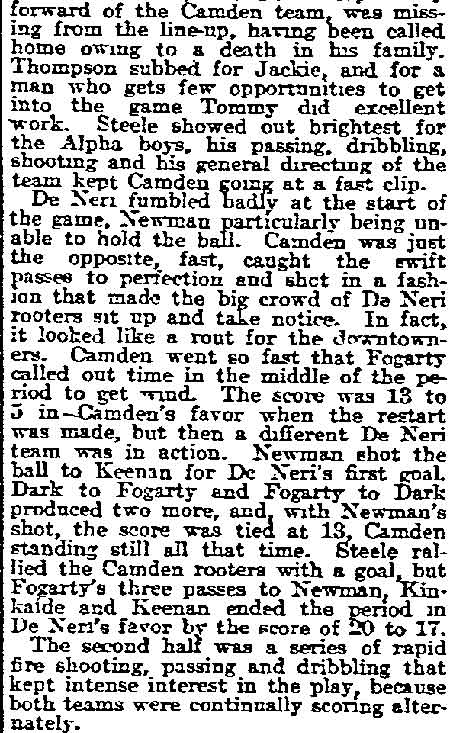 De Neri Rallied at Right Time — Philadelphia Inquirer, November 29, 1914, column 1