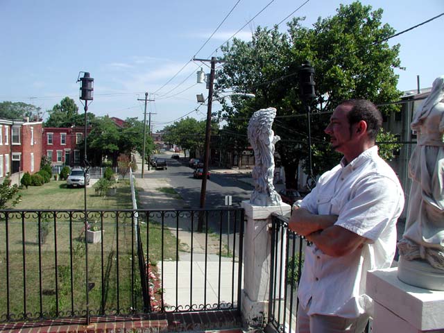 Second floor patio of The White House, looking north on 5th Street. Sal Scuderi, July 10, 2004.