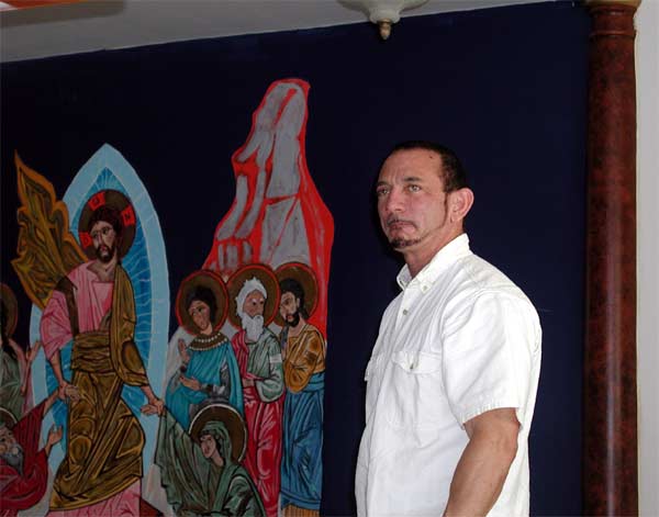 The Byzantine Mural inside The White House, with Sal Scuderi, July 10, 2004