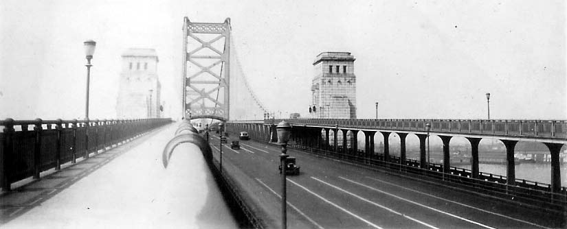 Benjamin Franklin Bridge from the Camden side, 1929, photo by Warren Fairess