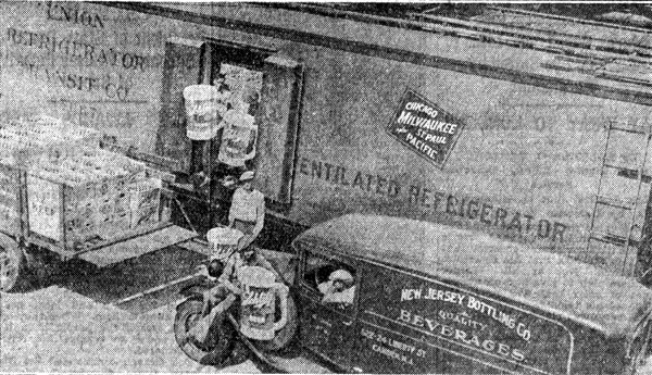 Schlitz beer arriving at the reading terminal in Camden, loaded on trucks for the New Jersey Bottling Company — Camden Courier-Post, June 21, 1933
