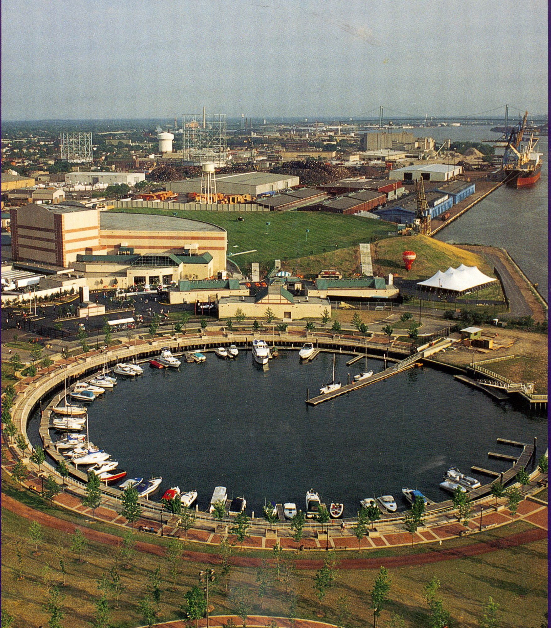 1996 aerial view of Camden looking south along the waterfront from Wiggins Park
