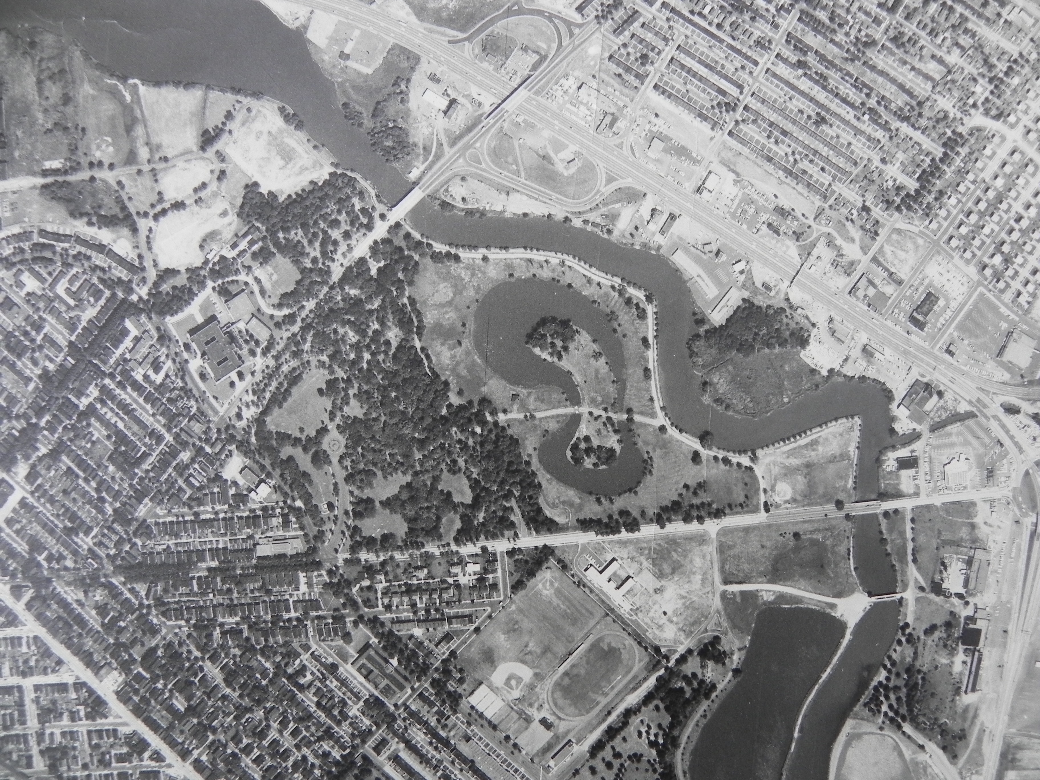 1963 aerial view — Parkside, Farnham Park, Admiral Wilson Boulevard