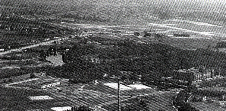 1929 aerial view looking southeast from downtown Camden — County Park, Camden High, Farnham Park, Central Airport