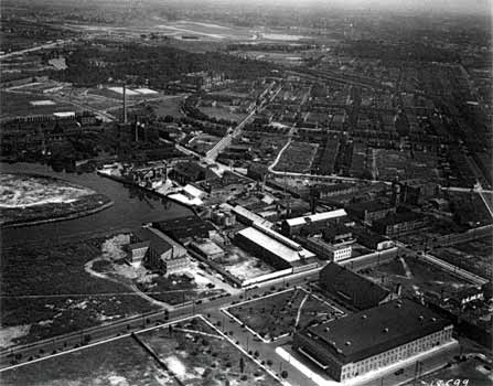 Aerial view looking toward Central Airport, 1929 or 1930