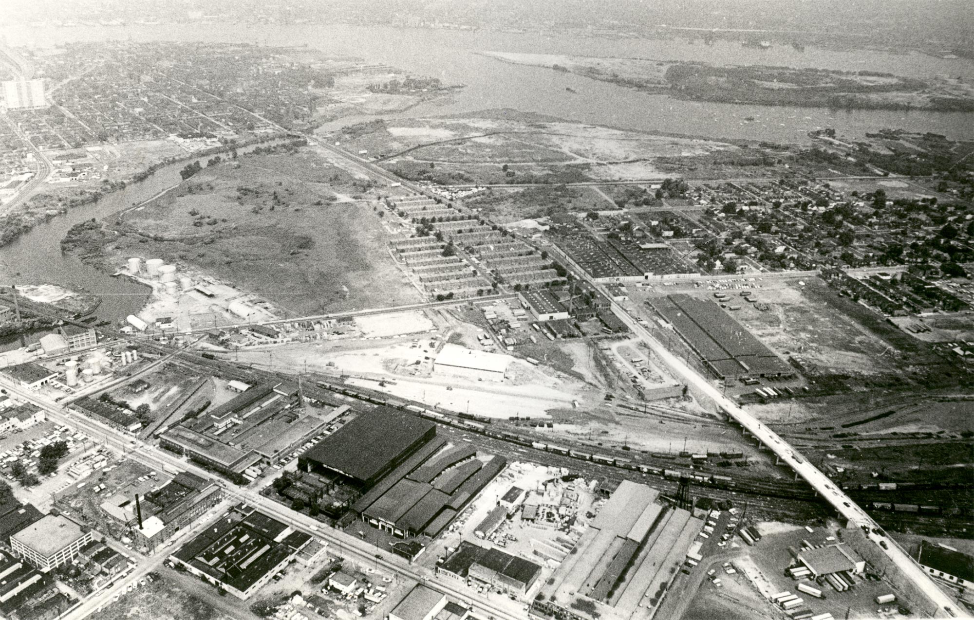 July 7, 1965 aerial view of Cramer Hill looking northwest from about Carman Street and Morse Street