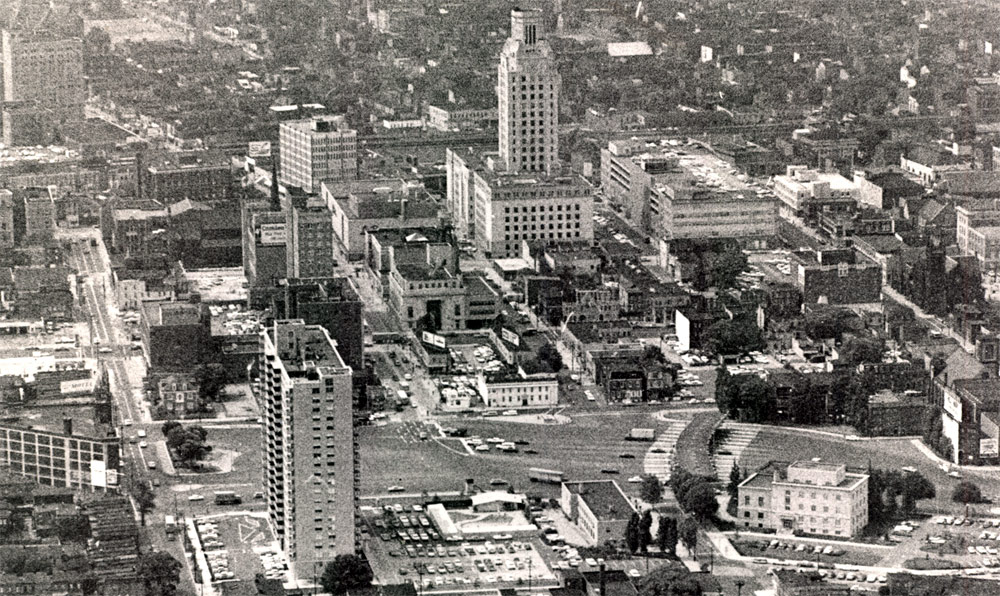 July 7, 1965 aerial view of Center City Camden — Northgate I Apartments in foreground at left (2)