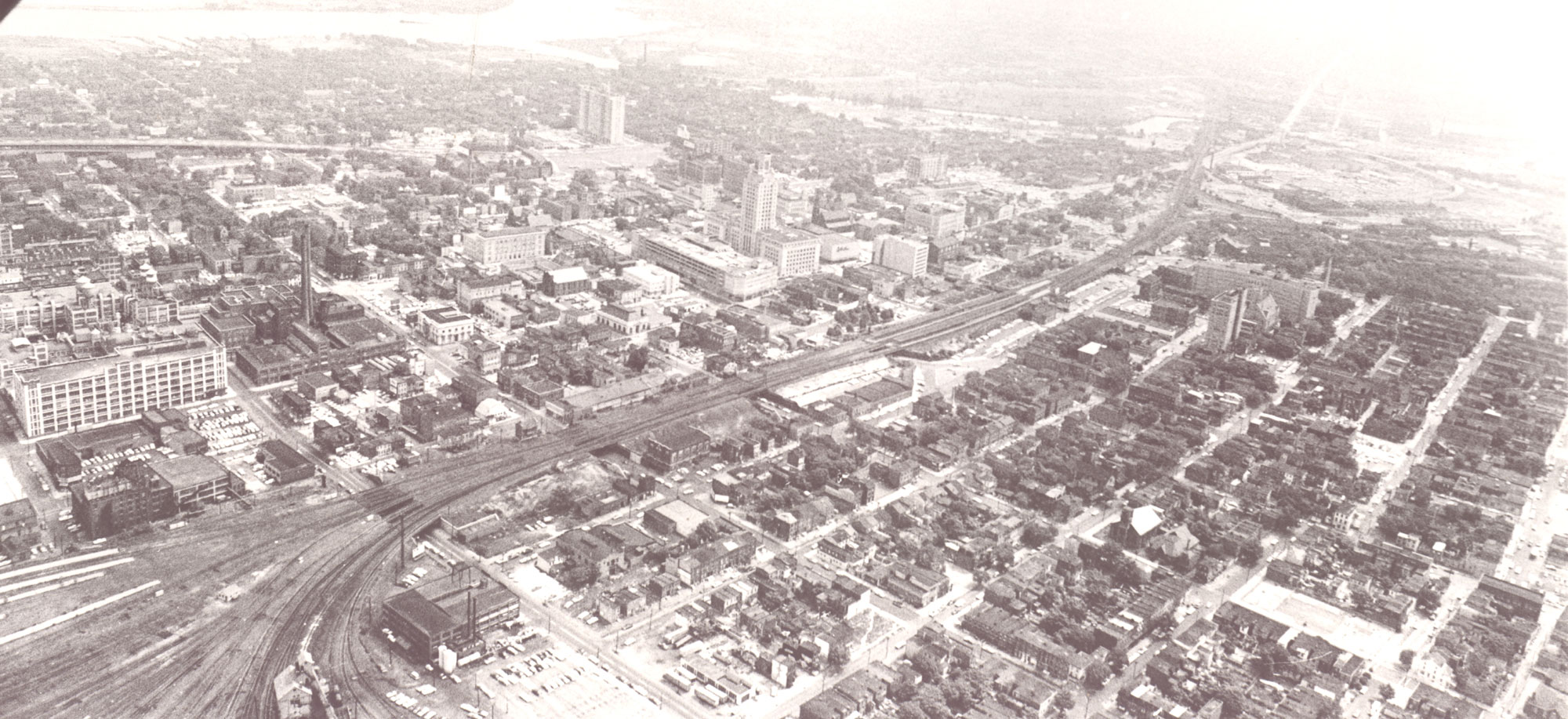 July 7, 1965 aerial view looking north over South Camden and Mickle Street area