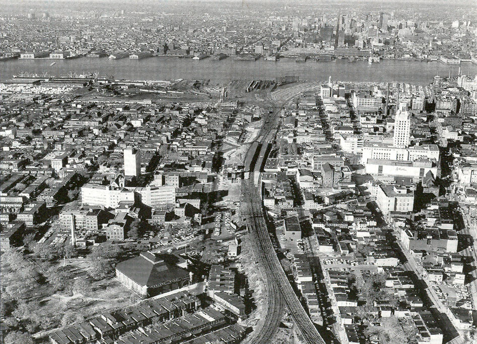 Aerial view of Warren Street area, Camden, 1961
