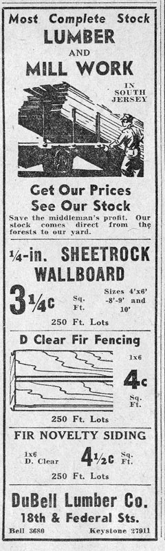 DuBell Lumber Company, Camden Courier-Post, September 12, 1935