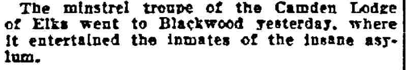 Elks Minstrels Entertain at Asylum - Philadelphia Inquirer, March 17, 1917