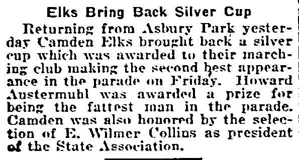 Elks Bring Back Silver Cup - Philadelphia Inquirer, June 22, 1919