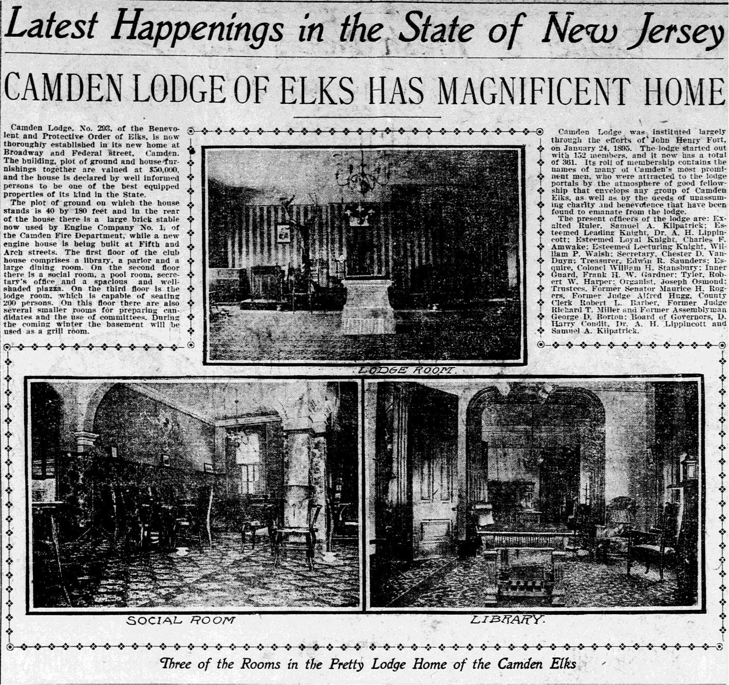 Camden Lodge of Elks Has Magnificent Home - Philadelphia Inquirer, August 23, 1900