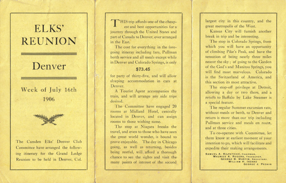 Elks Grand Lodge Reunion of 1906 — Camden Lodge members at Denver