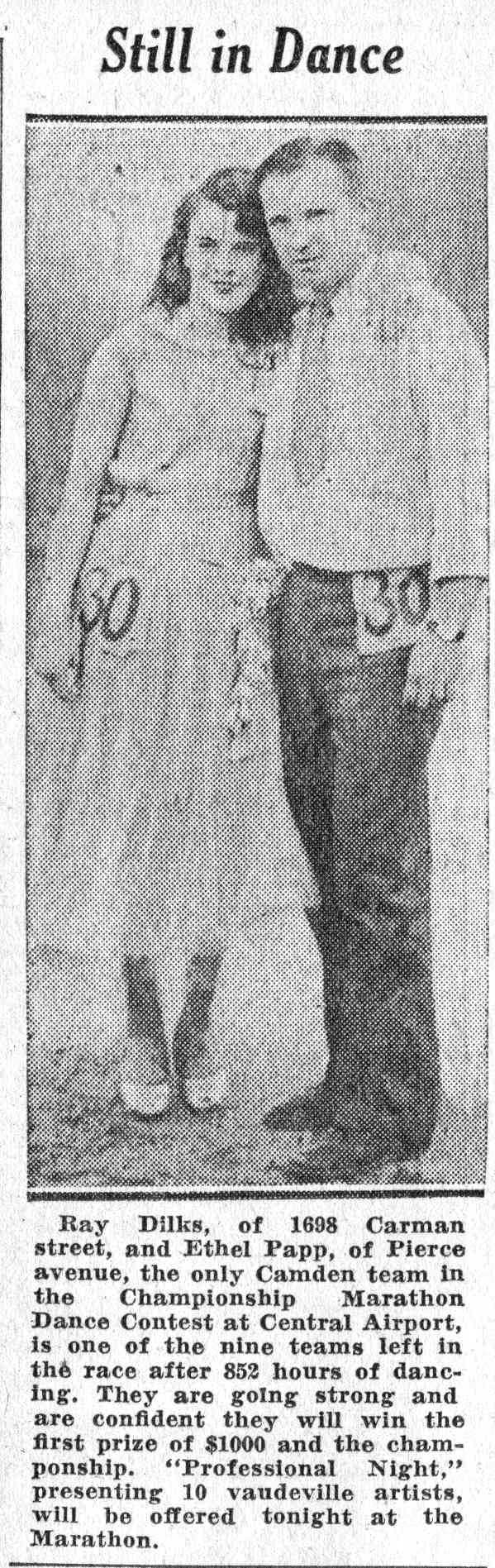 Ray Dilks at Dance Marathon, June 10, 1932