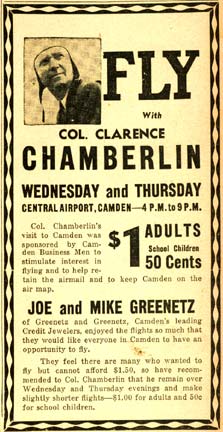 Clarence Chamberlin at Central Airport, August 1938