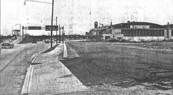 Looking north on Route 130 toward the Airport Circle, 1957