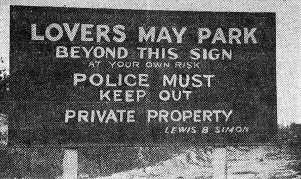 Petters' Safety Zone sign near Central Airport, 1933