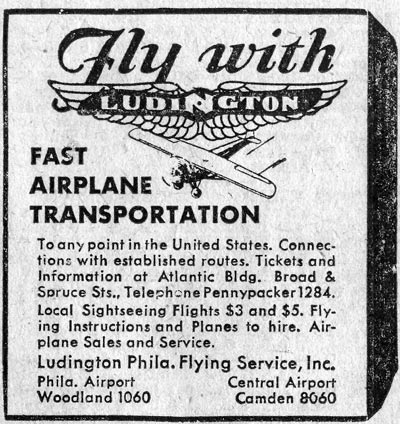 Camden Courier-Post, May 31, 1930 — Ludington Airlines at Central Airport