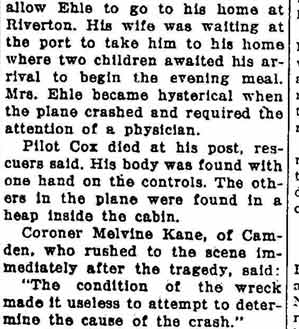 Five Killed When New Jersey Plane Crashes — Helena Montana Independent, November 6, 1931, continued