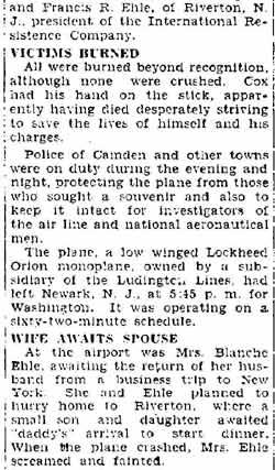 Five Lose Lives as Air Liner Plunges to Ground — Reno NV Evening Gazette, November 6, 1931, page 3