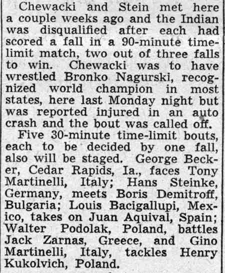 Wrestling at Convention Hall, February 25, 1938, photo 2