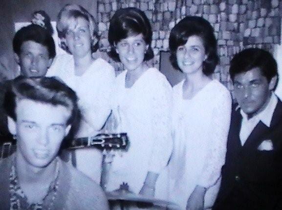 Joe Seddon with Kaye McCool from The Pixies Three at the Seagull Bar, Long Beach Island, 1963 or 1964