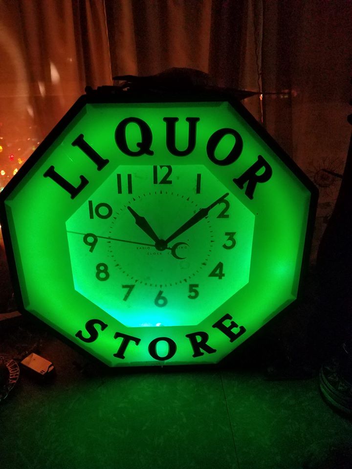 Crescent Beverage clock sign