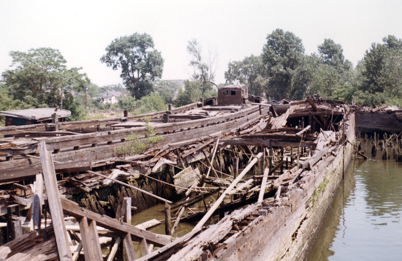 Abandoned barges and tugboats in Cramer Hill