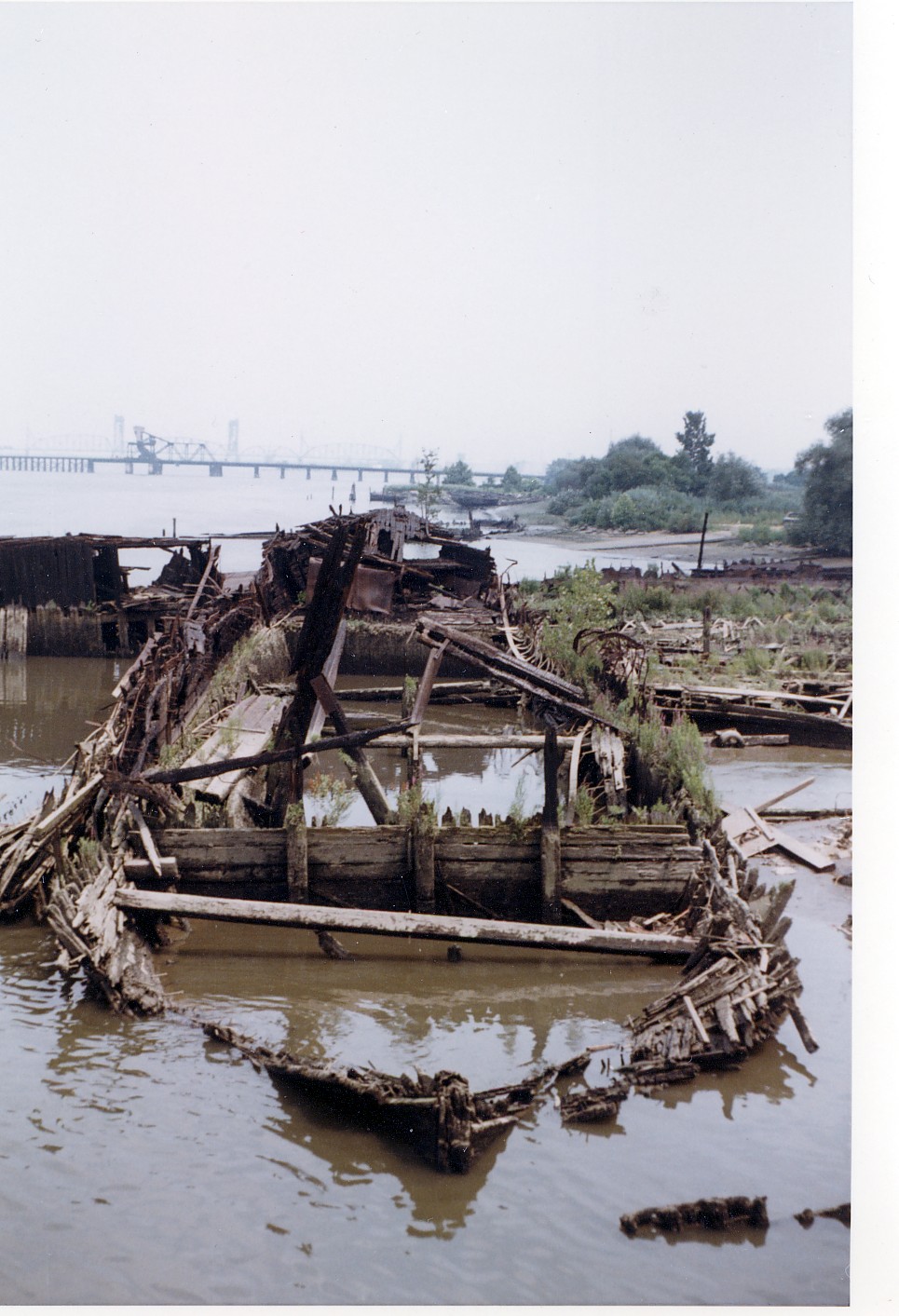 Abandoned barges and tugboats in Cramer Hill
