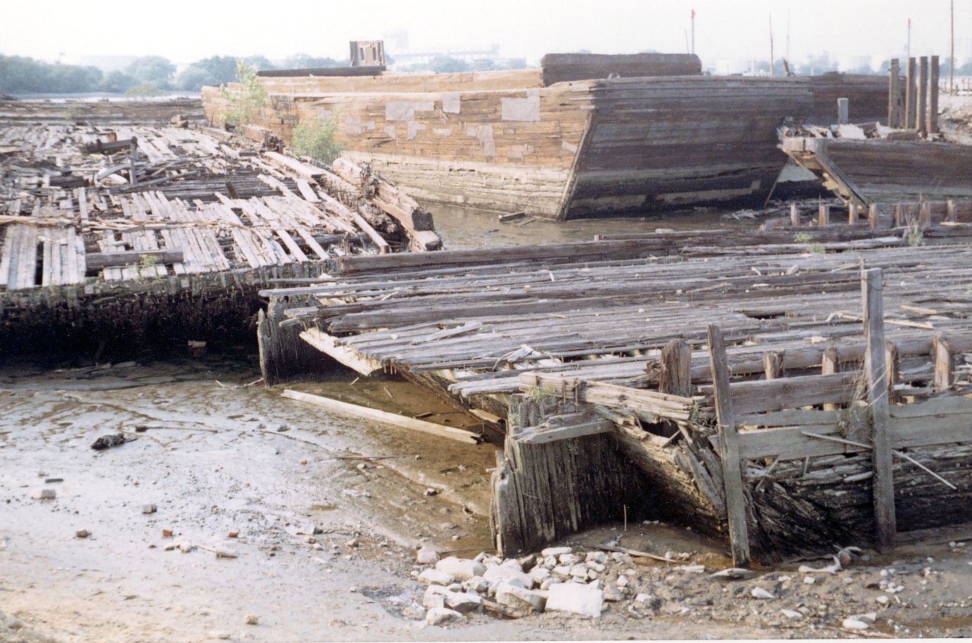 Abandoned barges and tugboats in Cramer Hill