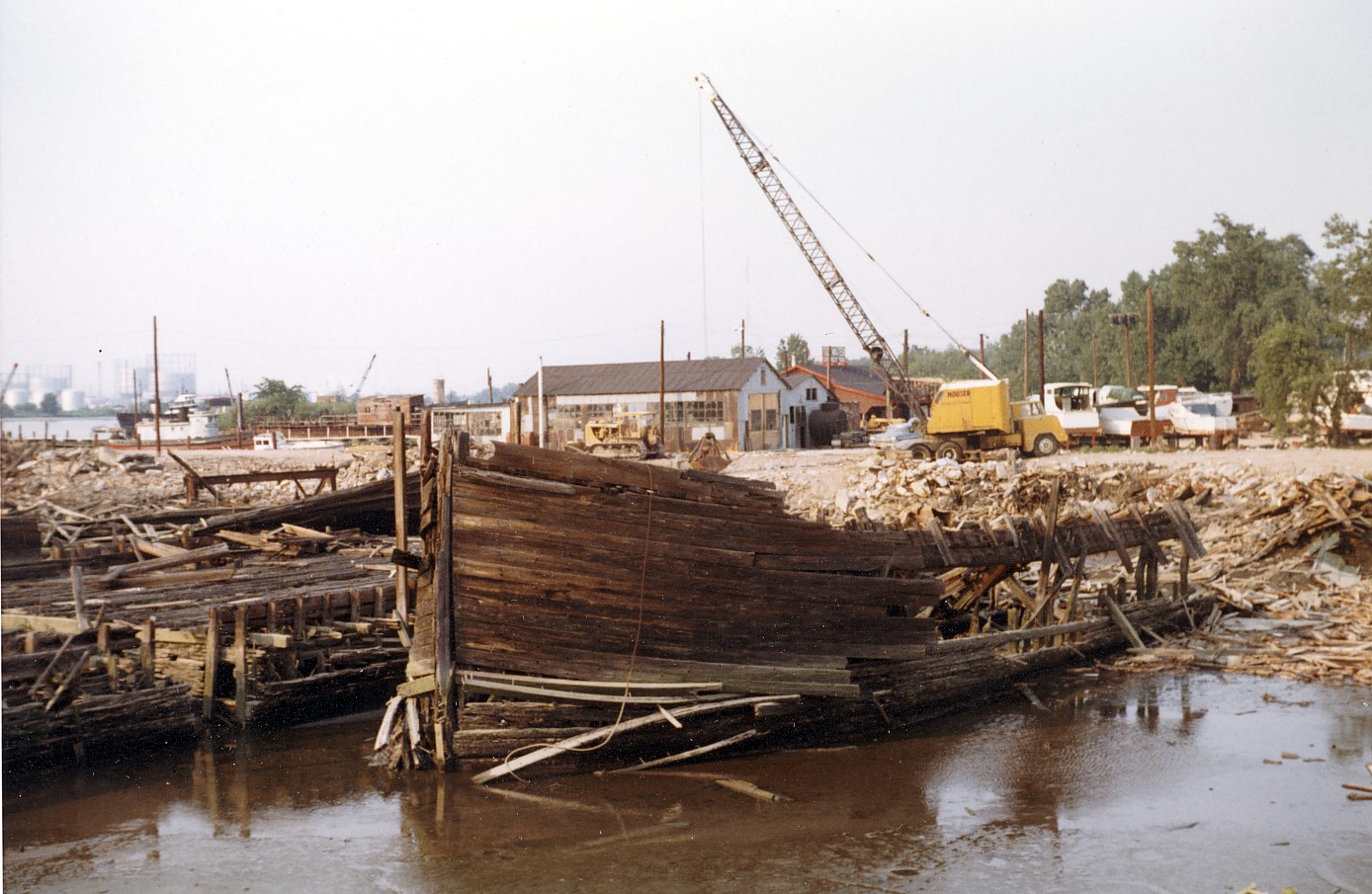 Abandoned barges and tugboats in Cramer Hill