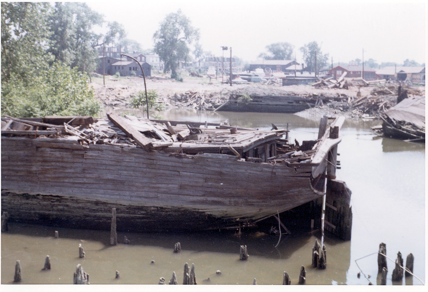 Abandoned barges and tugboats in Cramer Hill