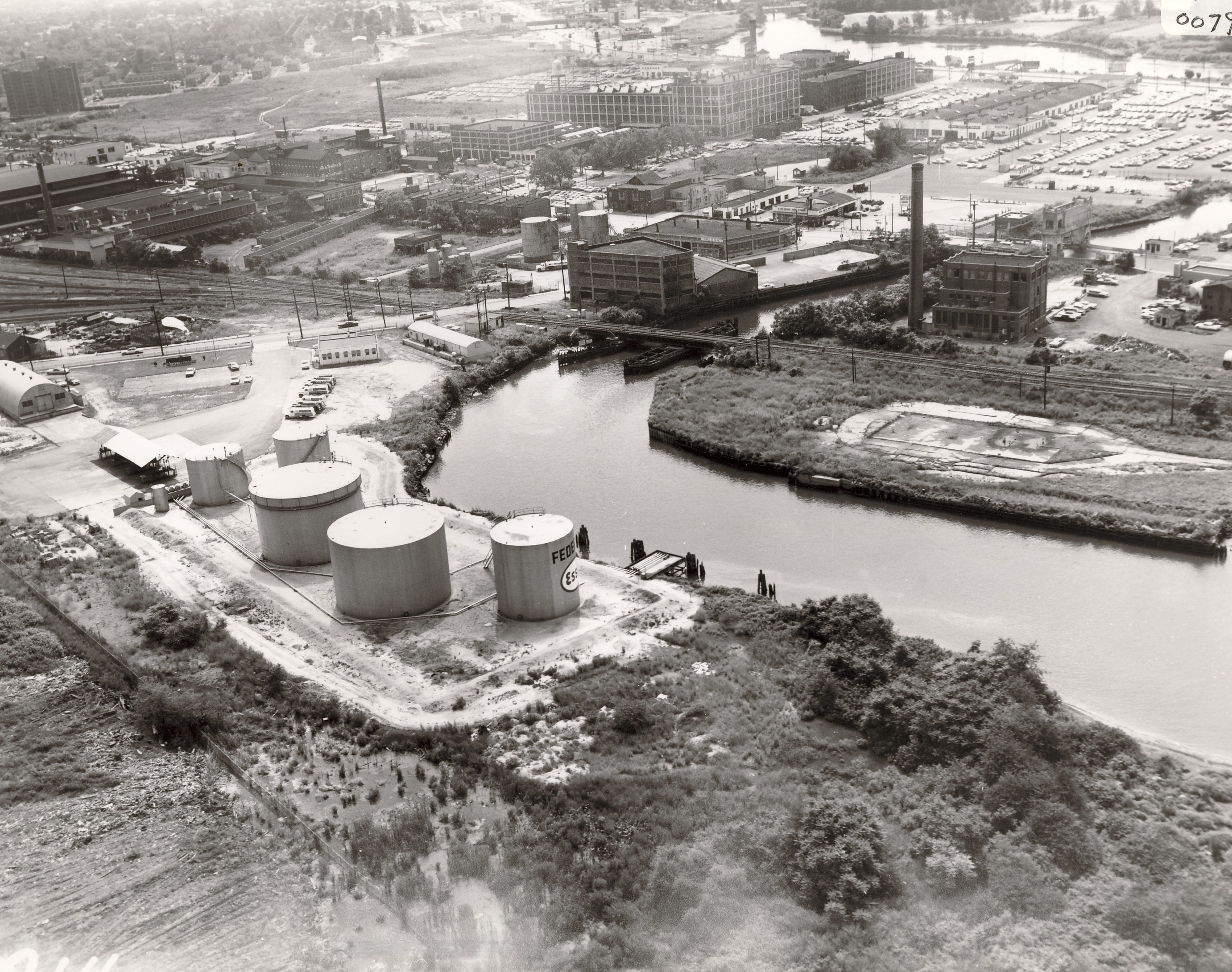 Oil storage tanks at the mouth of the Cooper River — the old City Incinerator is at right